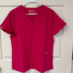 Figs Technical Collection three pocket scrub top ultra rose